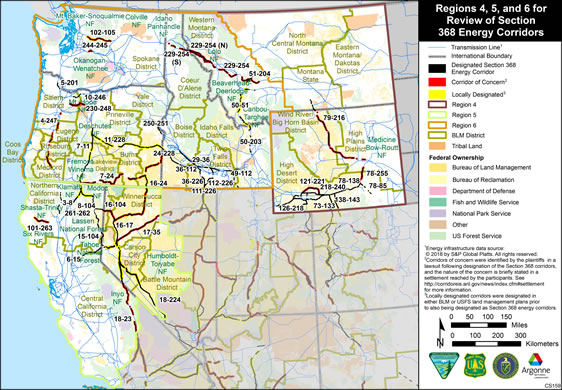 Regions 4, 5, and 6 for Review of Section 368 Energy Corridors